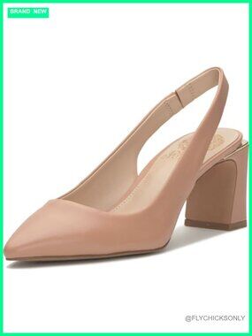 Leather Slingback Pump Pointed Toe Block Heel Cushioned Classic